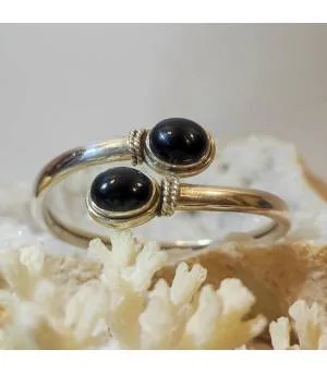 Bracelet argent duo pierres onyx noire