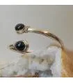 Bracelet argent duo pierres onyx noire