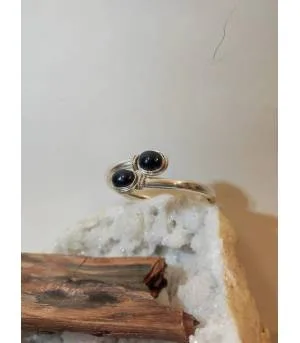 Bracelet argent duo pierres onyx noire