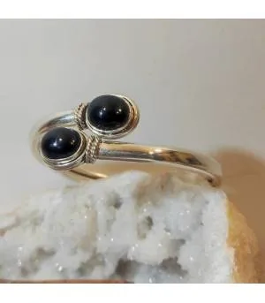 Bracelet argent duo pierres onyx noire