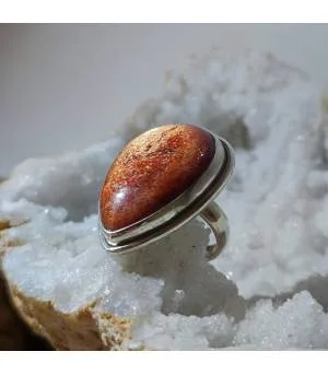 Bague artisanale argent pierre du soleil