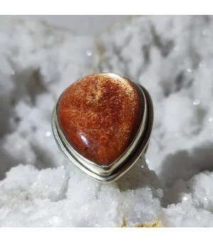 Bague artisanale argent pierre du soleil