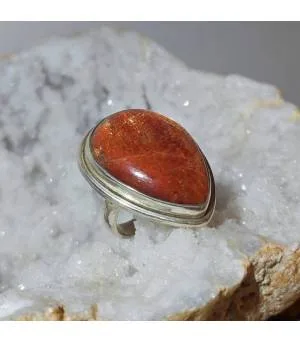 Bague artisanale argent pierre du soleil