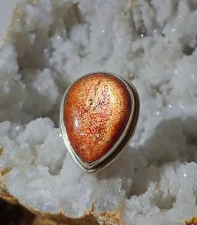 Bague artisanale argent pierre du soleil