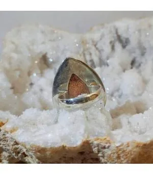 Bague artisanale argent pierre du soleil