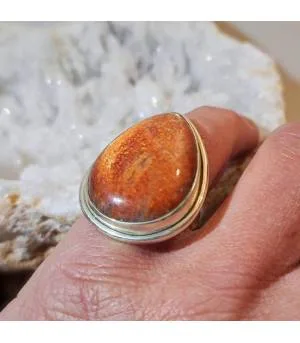 Bague artisanale argent pierre du soleil