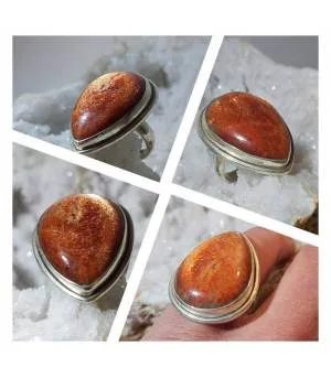 Bague artisanale argent pierre du soleil