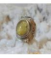 Bague "sunshine" en argent et quartz rutilé doré