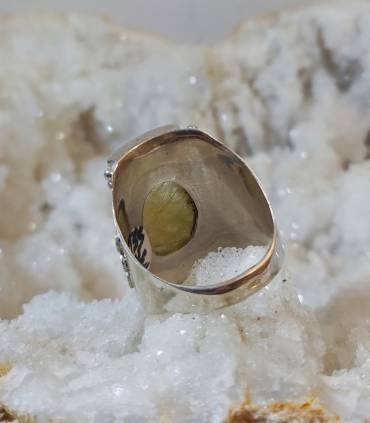 Bague "sunshine" en argent et quartz rutilé doré