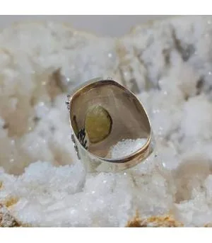 Bague "sunshine" argent et quartz rutilé doré
