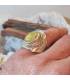 Bague "sunshine" en argent et quartz rutilé doré