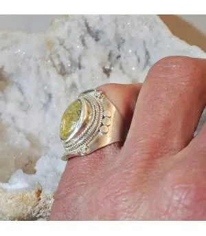 Bague "sunshine" argent et quartz rutilé doré