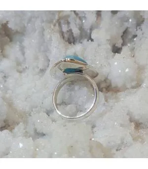Bague "blue dream" en argent et larimar