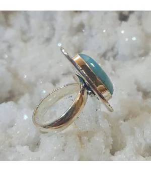 Bague "blue dream" en argent et larimar