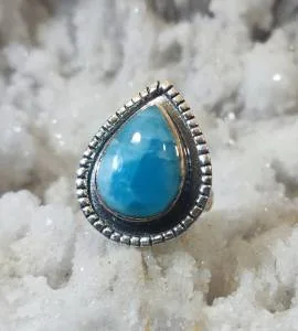 Bague "blue dream" en argent et larimar