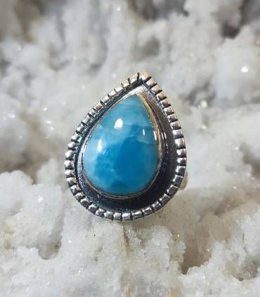 Bague "blue dream" en argent et larimar