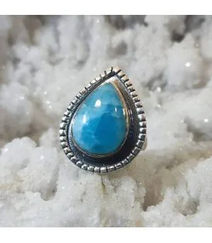 Bague "blue dream" en argent et larimar