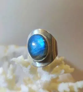 Bague Vasudha-Lekh – Argent 925 & Labradorite