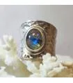 Bague Neelanjana – Argent 925 martelé & Labradorite bleue
