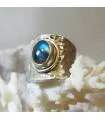 Bague Neelanjana – Argent 925 martelé & Labradorite bleue