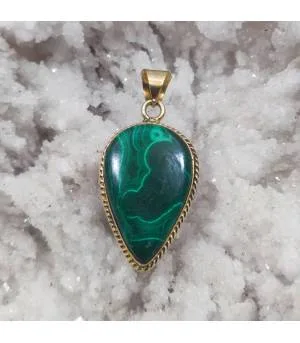 Pendentif malachite en laiton