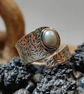 Bague argent ajustable perle d'eau douce