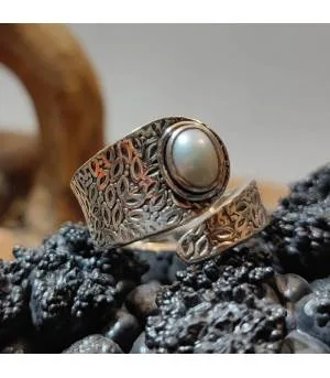 Bague argent ajustable perle d'eau douce