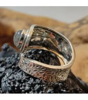 Bague ethnique argent labradorite verte