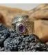 Bague argent ajustable ciselée Améthyste