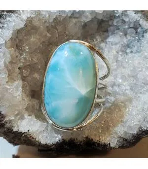 Bague ethnique argent larimar blue sky