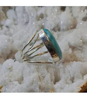 Bague ethnique argent larimar blue sky