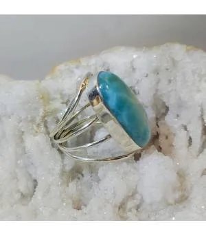 Bague ethnique argent larimar blue sky