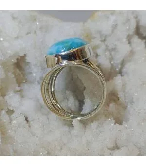 Bague ethnique argent larimar blue sky