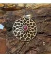 Pendentif argent fleur de vie rubis