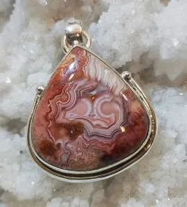 Pendentif crazy agate argent pierre naturelle