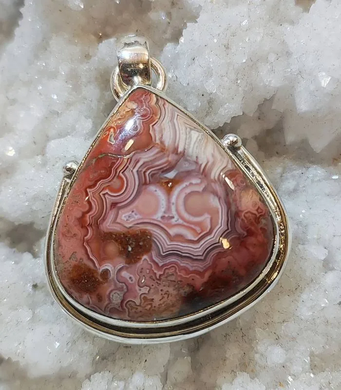 Pendentif crazy agate argent pierre naturelle