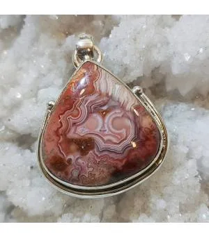 Pendentif crazy agate argent pierre naturelle