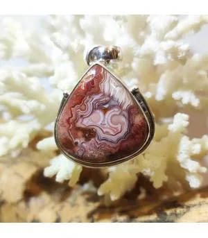 Pendentif crazy agate argent pierre naturelle