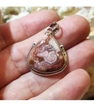 Pendentif crazy agate argent pierre naturelle