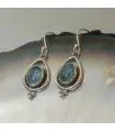 Boucles d'oreilles ethniques argent Aigue marine