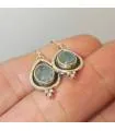 Boucles d'oreilles ethniques argent Aigue marine