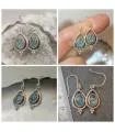 Boucles d'oreilles ethniques argent Aigue marine