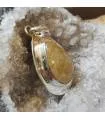 Pendentif artisanal argent quartz rutilé doré