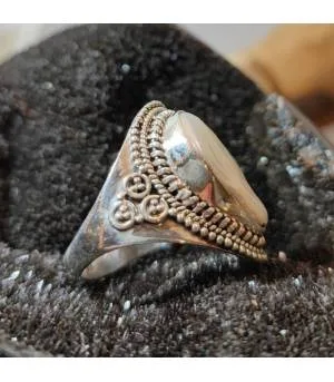 Bague argent tribale nacre naturelle
