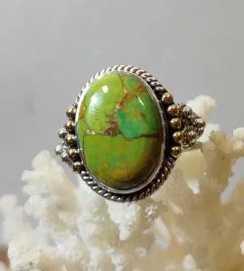 Bague ethnique argent turquoise Mohave