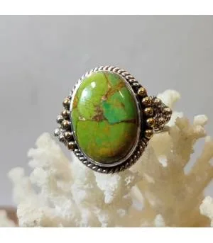 Bague ethnique argent turquoise Mohave