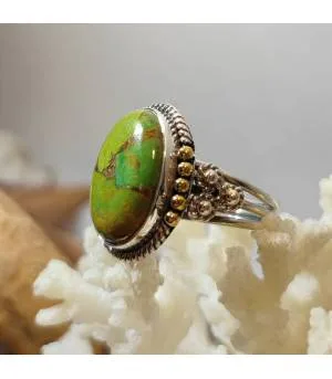 Bague ethnique argent turquoise Mohave