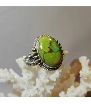 Bague ethnique argent turquoise Mohave