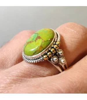 Bague ethnique argent turquoise Mohave