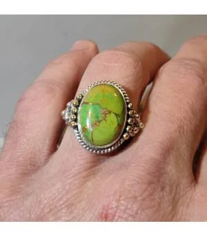 Bague ethnique argent turquoise Mohave